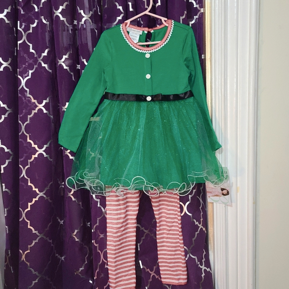 Girls Holiday Elf Christmas Outfit NWT